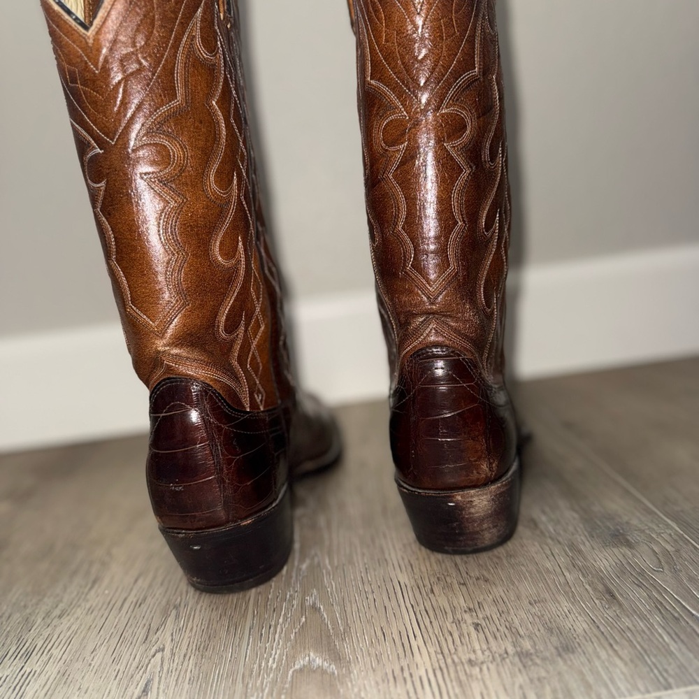 Dan Post Two-Tone Leather Cowboy Boots - Picture 4 of 12